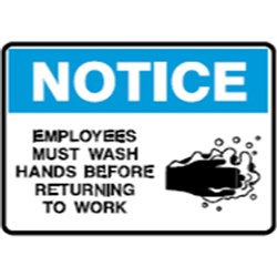 Brady Safety Sign Notice Wash Hands Before Returning To Work (Picto) 250W x 180mmH Vinyl