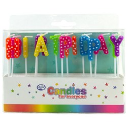 Alpen Candles For Everyone Happy Birthday Candles Bright Polka Dots Assorted Colours