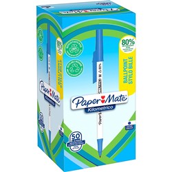 Papermate Kilometrico Ballpoint Pen Medium 1mm Blue Box of 50