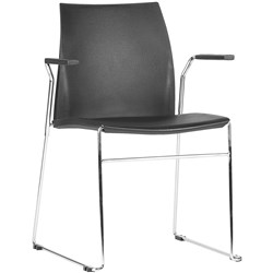 Vinn Chair With Arms Chrome Sled Base Black Plastic Seat