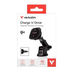 Verbatim Qi2 Charge 'n' Drive Wireless Car Charger Black