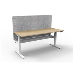 Rapidline Boost+ Workstation + Grey Eco Screen + Cable Tray 1500Wx750Dx620-1270mmH Oak/Wht