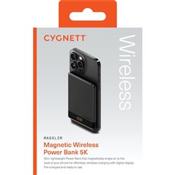 Cygnett MagSlim 20W 5K mAH Magnetic Wireless Power Bank Black