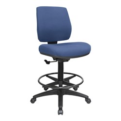 Buro Roma Mid Back Drafting Chair Black Foot Ring Navy Fabric Seat And Back