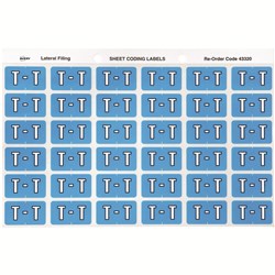 Avery Alphabet Coding Label T Side Tab 25x38mm Blue Pack Of 180