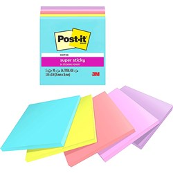 Post-It 654-5SSMIA Super Sticky Notes 76mmx76mm Supernova Neons Pack of 5