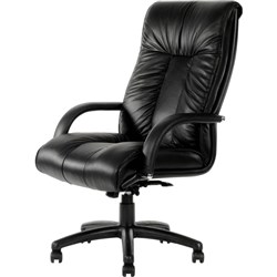 Statesman Executive High Back Chair With Padded Arms Black PU Back And Leather Seat