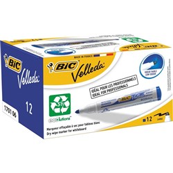 Bic Velleda 1701 Whiteboard Markers Eco Bullet 1.5mm Blue Pack of 12