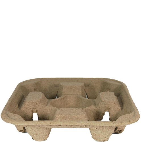 Disposable Kitchenware - Capri Carry Tray 4 Cup Moulded Fibre Natural ...
