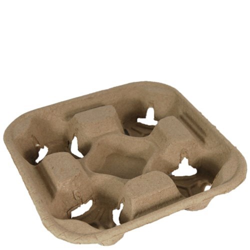 Disposable Kitchenware - Capri Carry Tray 4 Cup Moulded Fibre Natural ...